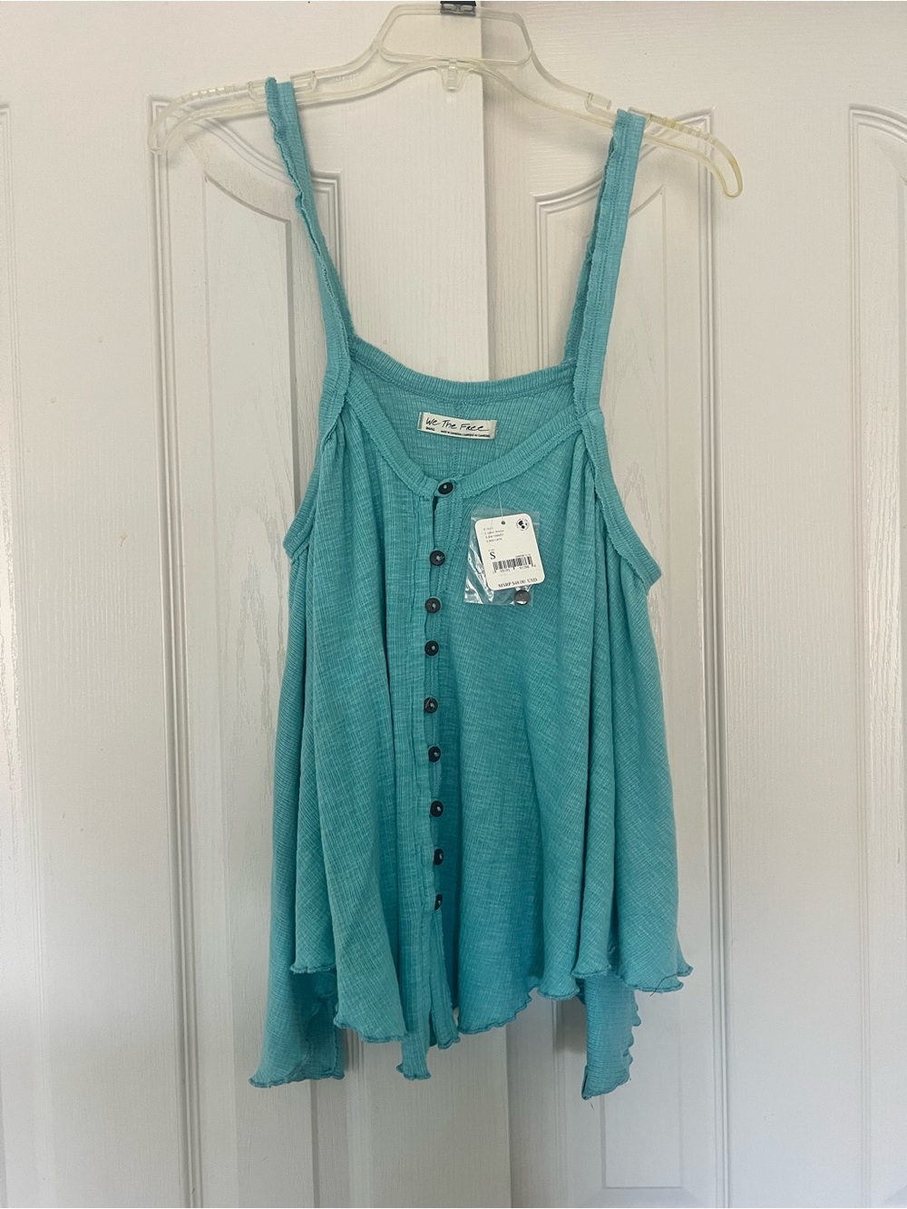 We The Free Aqua Button-Front Swing Camisole